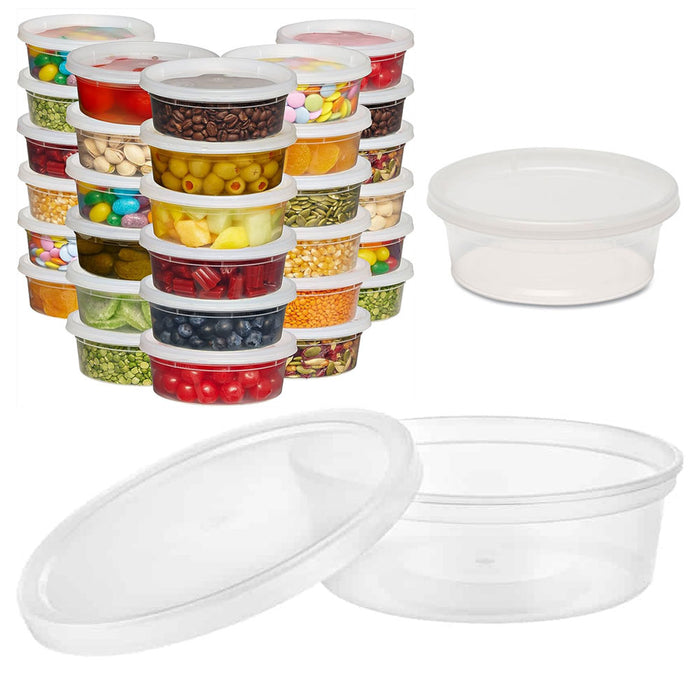 48 ct 8oz Deli Containers w/ Lids Portion Control Meal Prep Food Storage Clear