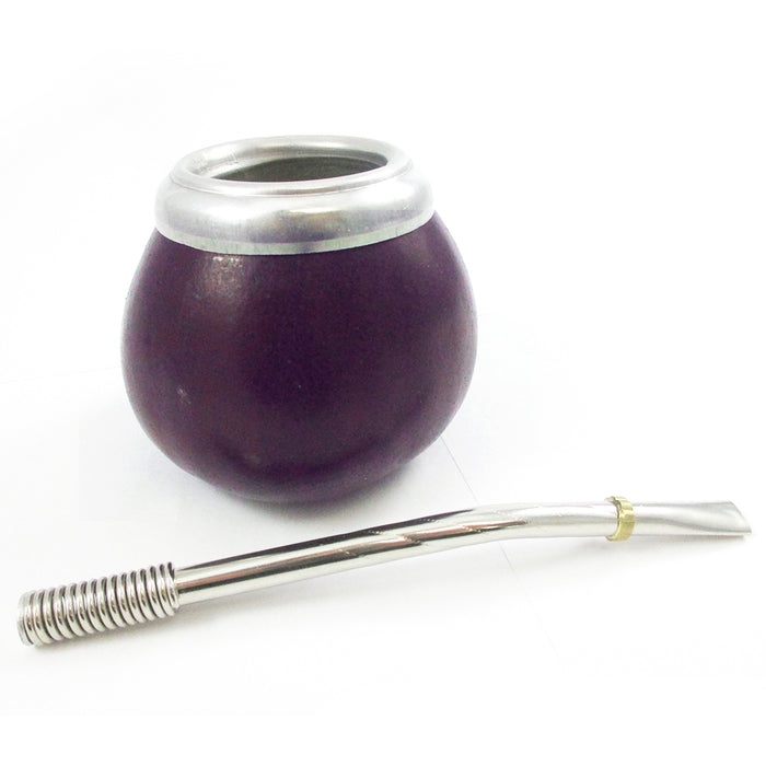 Traditional Mate Yerba Gourd With Bombilla Straw Set Argentina Tea Handmade Artisan Silver