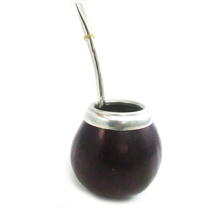 Traditional Mate Yerba Gourd With Bombilla Straw Set Argentina Tea Handmade Artisan Silver