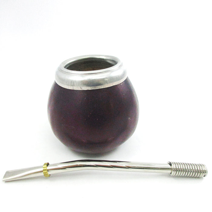Traditional Mate Yerba Gourd With Bombilla Straw Set Argentina Tea Handmade Artisan Silver