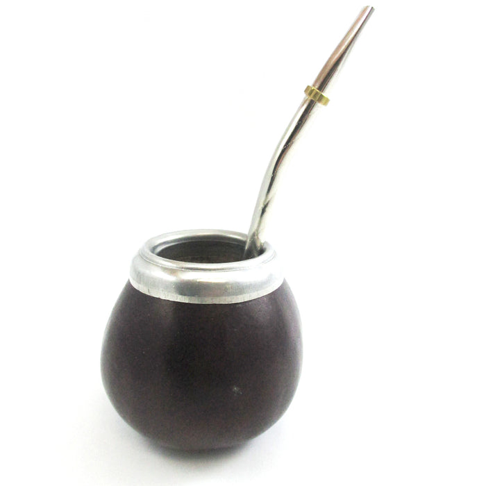 Traditional Mate Yerba Gourd With Bombilla Straw Set Argentina Tea Handmade Artisan Silver