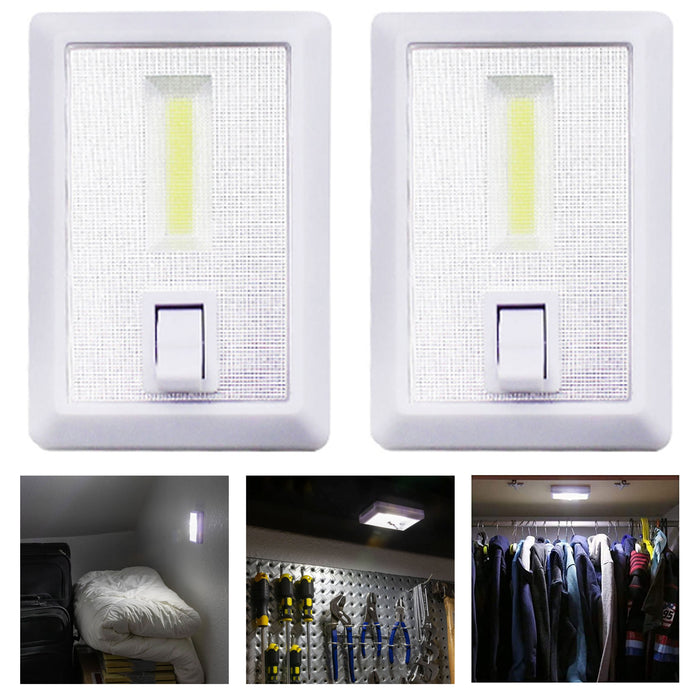 2 COB LED Mini Light Switch Night Wall Wireless Battery Operated Closet Cordless