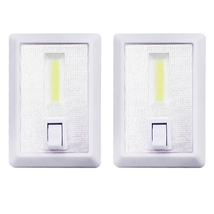 2 COB LED Mini Light Switch Night Wall Wireless Battery Operated Closet Cordless