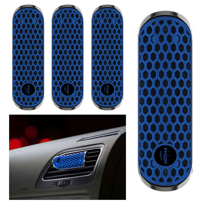 4 Pc New Car Aroma Car Polymer HEX Air Freshener Scent Vent Clip Auto Fragrance