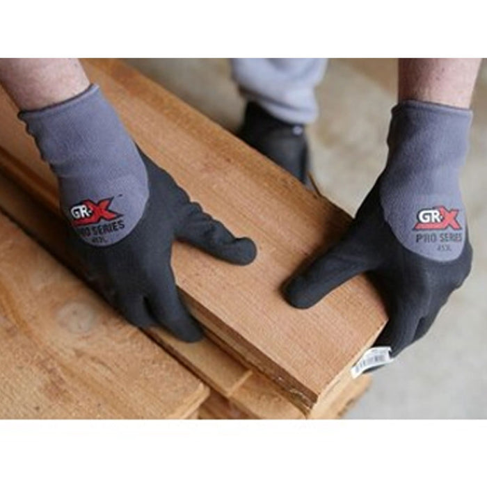 1 Pair Pro Work Gloves Nitrile Coated Dotted Palm Safe Seamless Knit Hand Size L