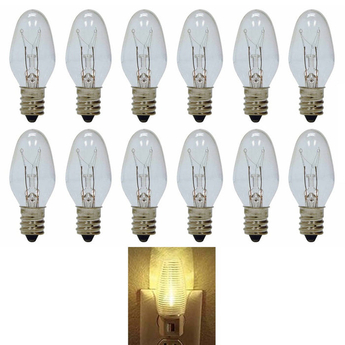 12 Pc 4 Watt Night Light Bulb Candelabra Lamp Christmas Home Lighting Clear 4W
