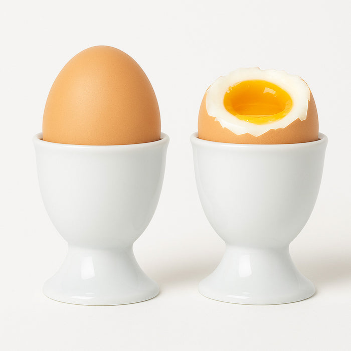 2Pc White Ceramic Egg Cup Holders Soft Boiled Server Set Durable Tableware Cook