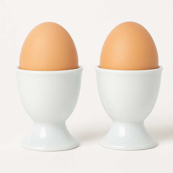2Pc White Ceramic Egg Cup Holders Soft Boiled Server Set Durable Tableware Cook
