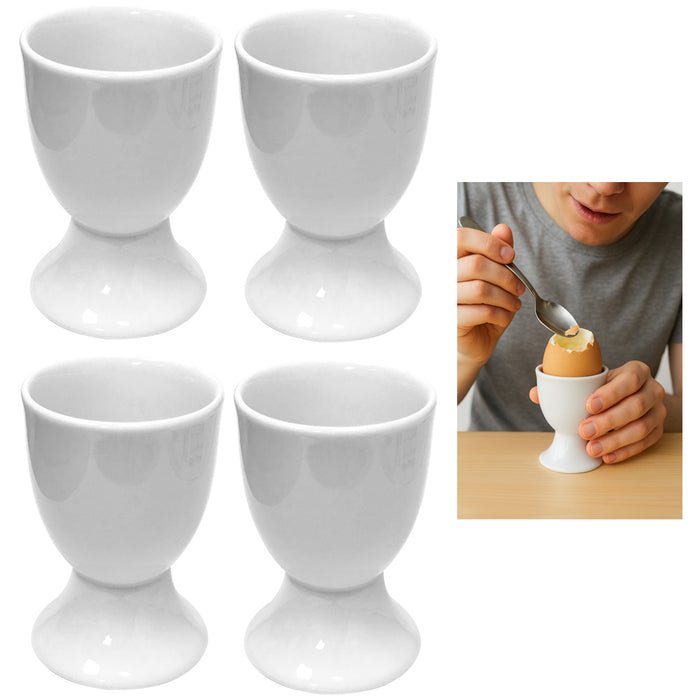 4 Ceramic Egg Cup Holders Classic Soft Boiled Egg Server Breakfast Kitchen Dish