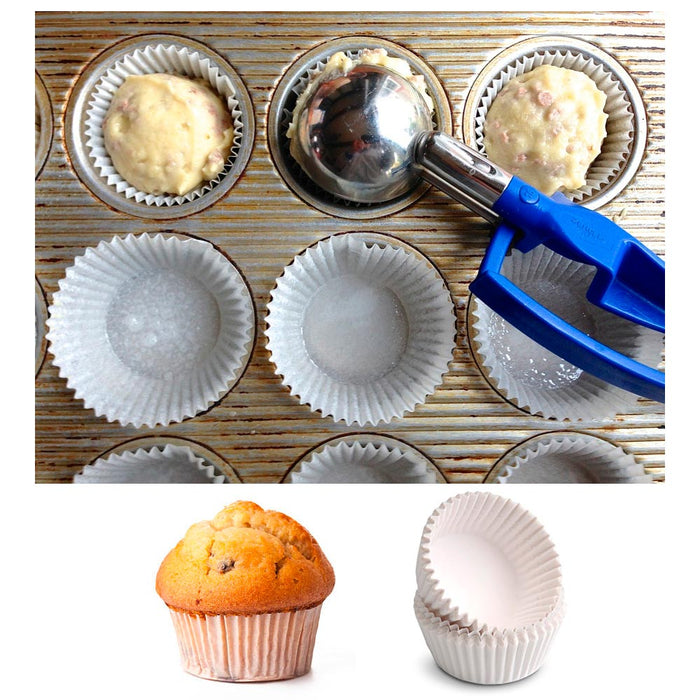 200 Pc Baking Cups Cupcake Liners Paper Molds Muffin Parchment Bake Party White