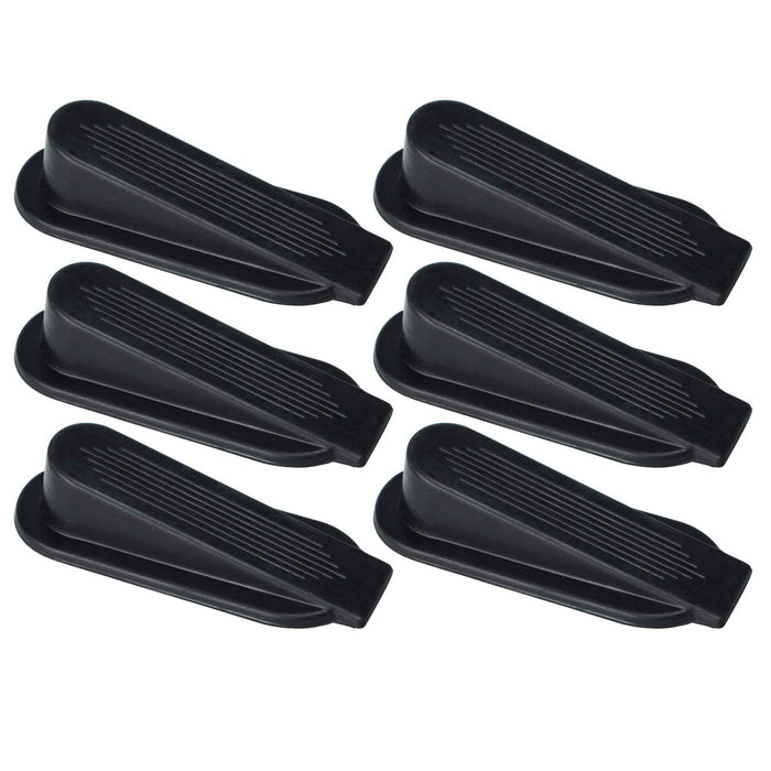 6 Pc Doorstop Door Stoppers Wedges Wedge Black Plastic Floor Carpet Holder 4"