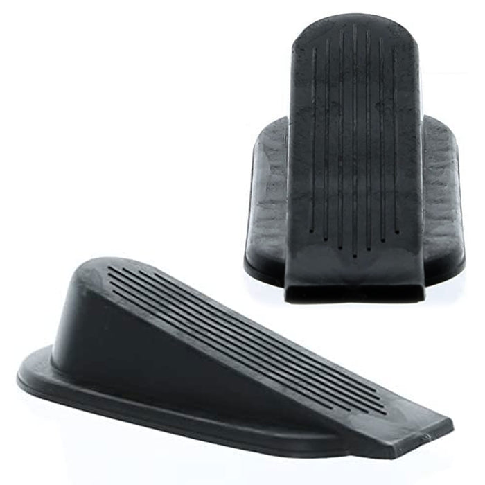 6 Pc Doorstop Door Stoppers Wedges Wedge Black Plastic Floor Carpet Holder 4"