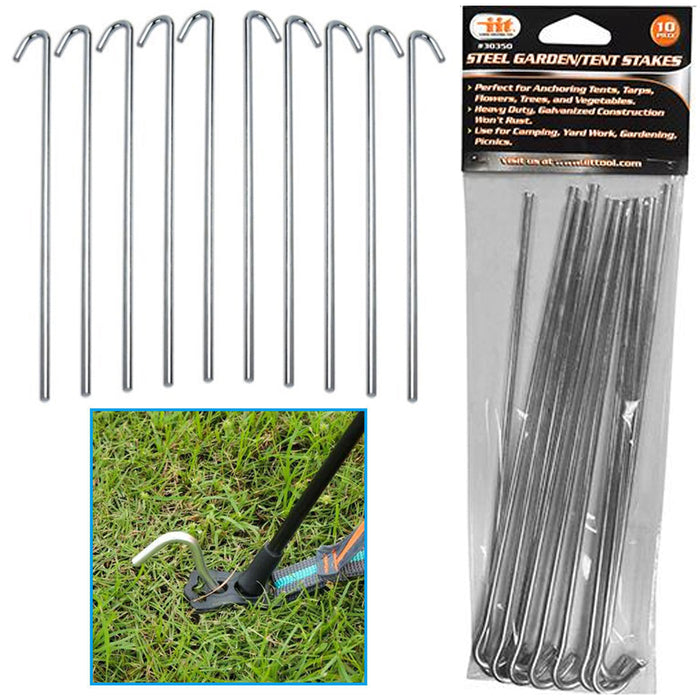 20 Pc Tent Pegs Garden Stakes Tarp Anchor Heavy Duty Steel Metal Picnic Camping