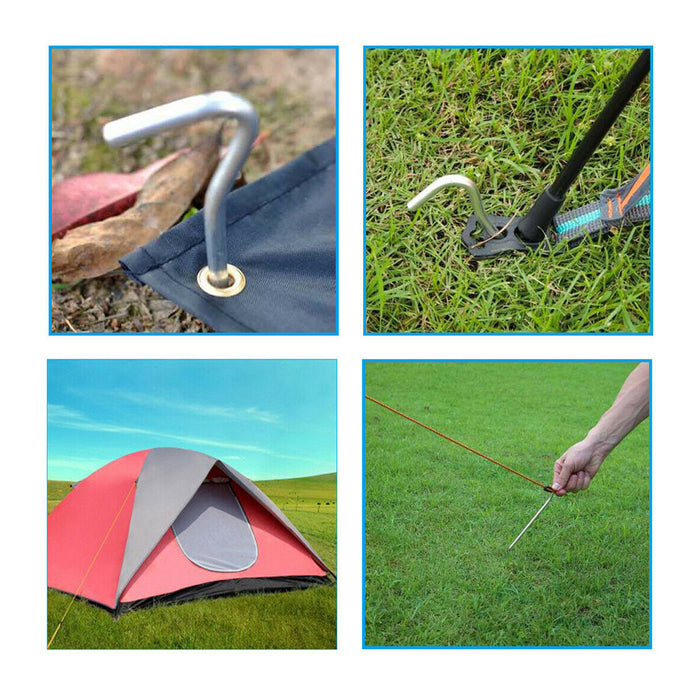 20 Pc Tent Pegs Garden Stakes Tarp Anchor Heavy Duty Steel Metal Picnic Camping