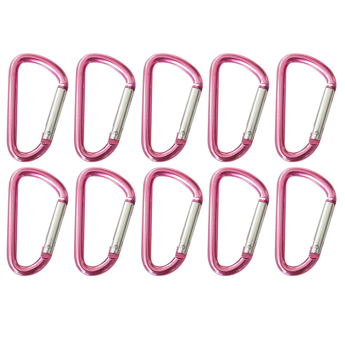 10 Pink Aluminum Carabiner 2" Breast Cancer Awareness D-Ring Snap Hook Keychain