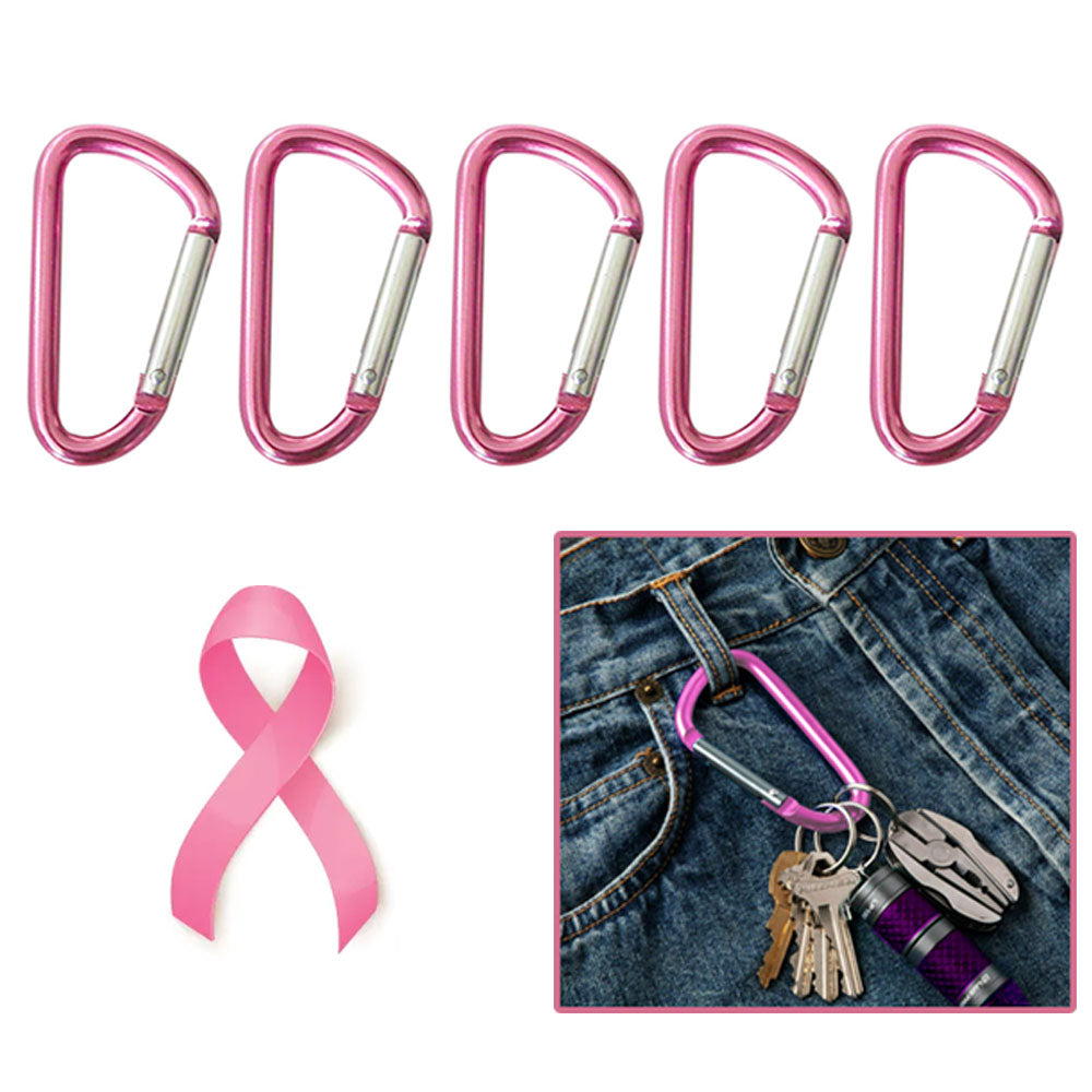 5 Pc Pink Aluminum Carabiner 2