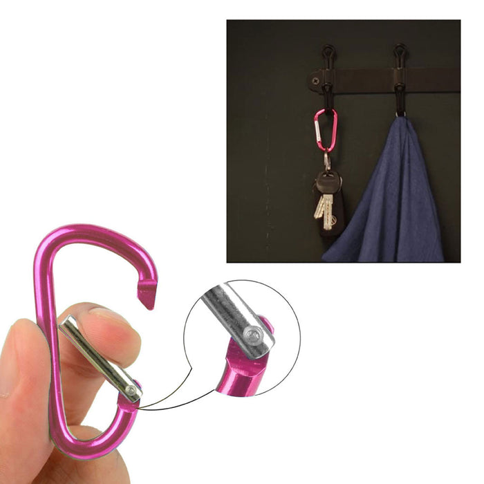 20 Aluminum Carabiner Pink Ribbon Support 2" D-Ring Snap Hook Keychain Keyring