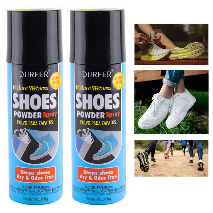 2 Shoe Odor Eliminator Spray Deodorizing Powder Absorb Sweat Fresh Sneaker 4.8oz