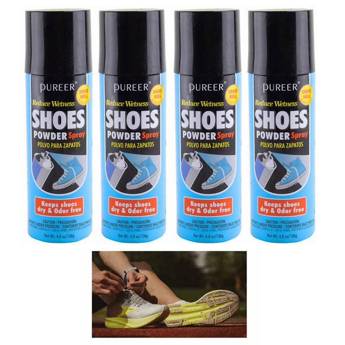 4 Shoe Powder Spray Odor Eliminator Deodorizing Freshener Absorb Sweat 4.8oz