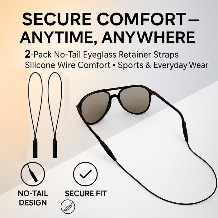 2Pc Sunglasses Cable Strap Neck No Tail Eyeglasses Retainer String Holder Sports