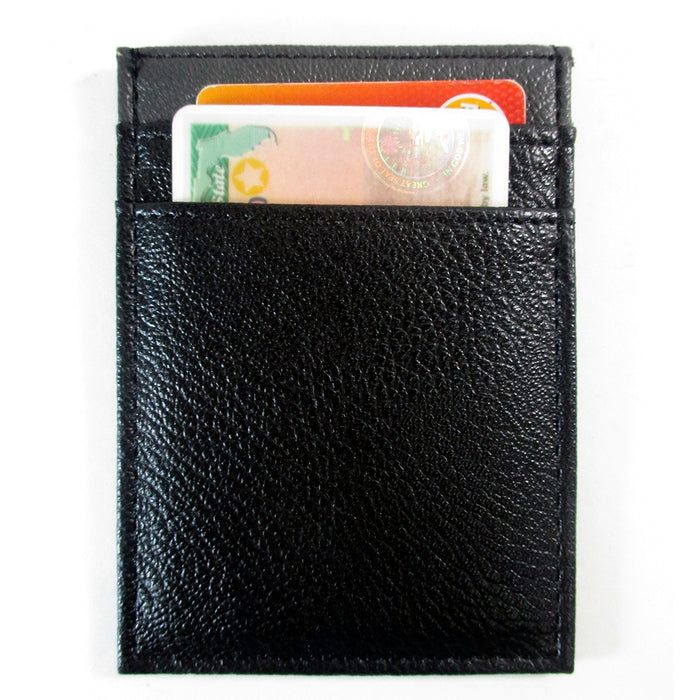 RFID Wallet Mens Slim Leather Blocking Front Pocket Thin Card ID Holder Black