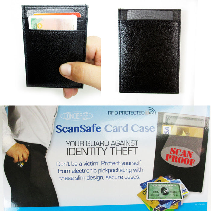 RFID Wallet Mens Slim Leather Blocking Front Pocket Thin Card ID Holder Black