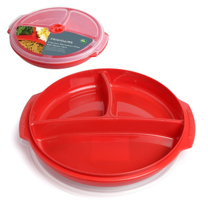 1 Microwave Food Container Divided Sectioned Plate with Lid Travel Work BPA Free