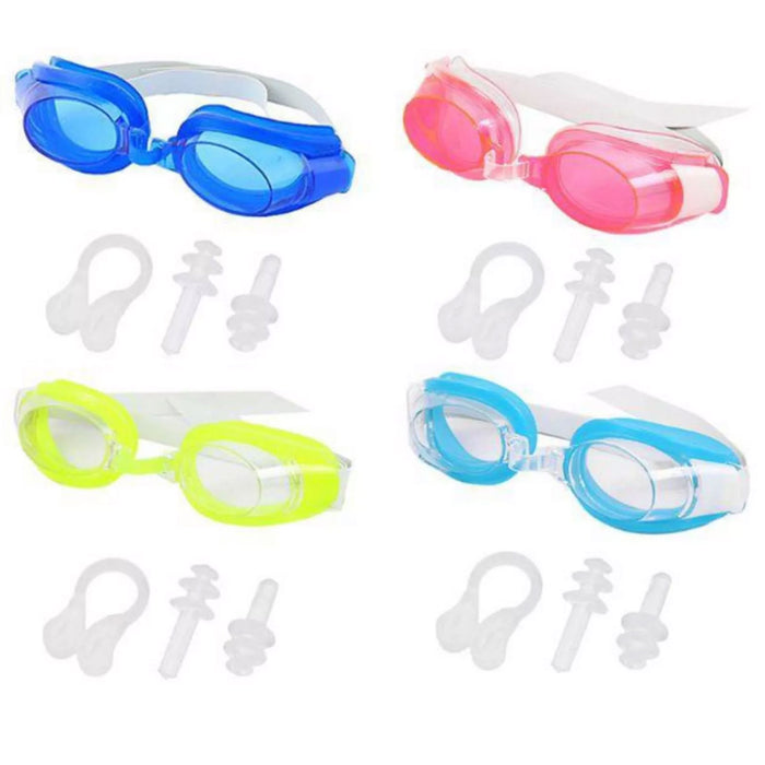 4 Packs Water Sports Kids Adult Adjustable Swimming Swim Goggles Nose Clips Plug