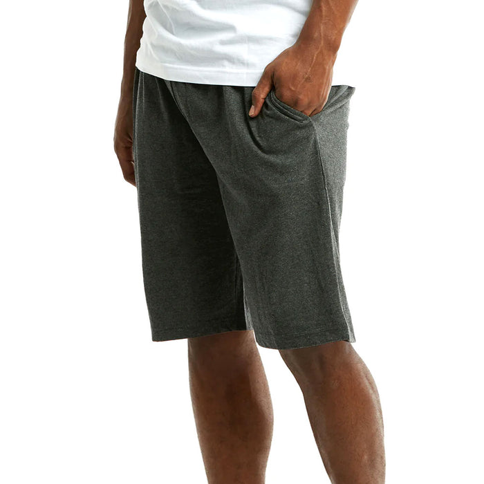 Men's 100% Cotton Knitted Pajama Shorts Lounge Pocket Casual Gym Workout Grey M