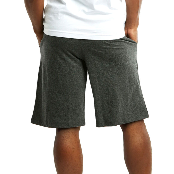 Men's 100% Cotton Knitted Pajama Shorts Lounge Pocket Casual Gym Workout Grey M
