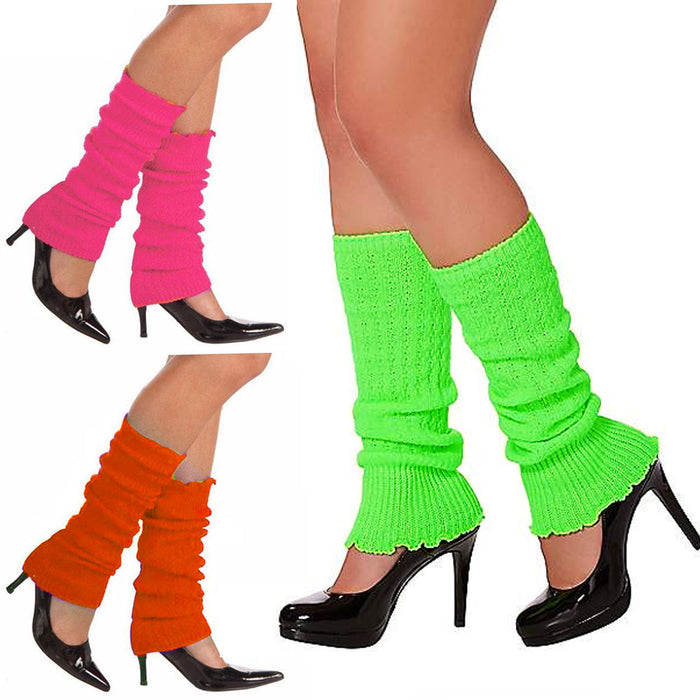 3 Pairs Women's 80s Neon Color Knit Leg Warmers Dance Yoga Long Sock Party Sport