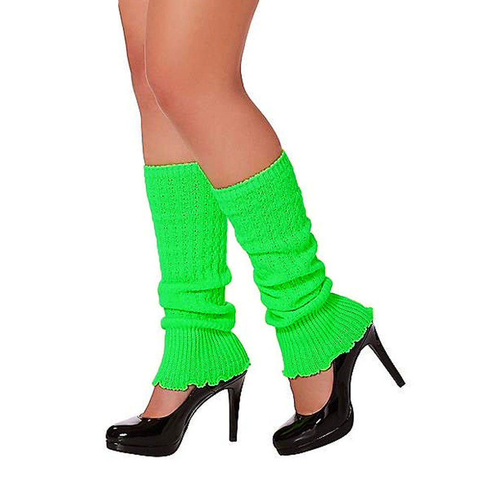 2 Pairs 80s Neon Knit Leg Warmers Knee High Socks, 2 Pieces