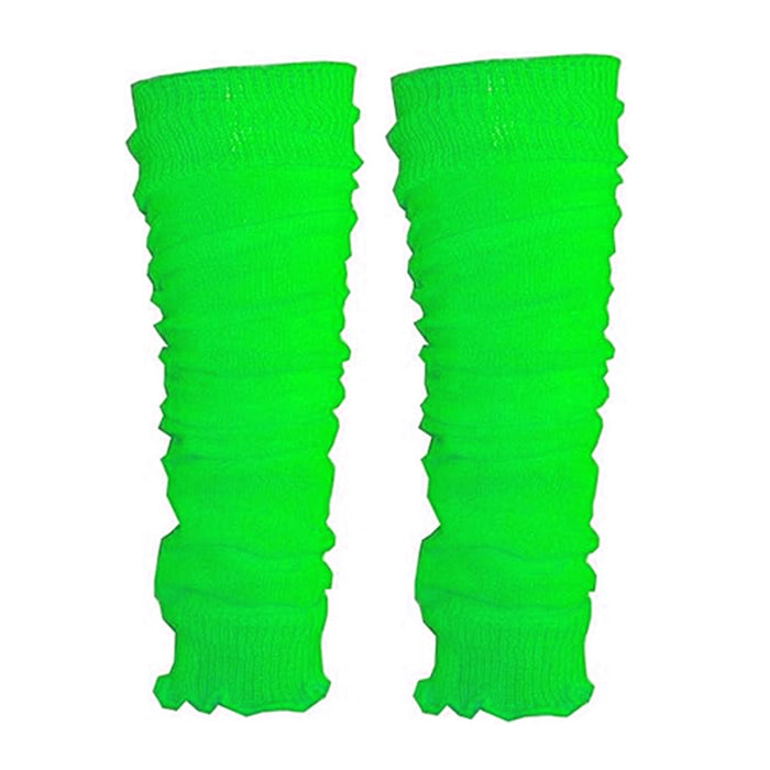 1 Pair Women's Leg Warmers 80s Dance Yoga Long Knit Socks Costume Neon Green