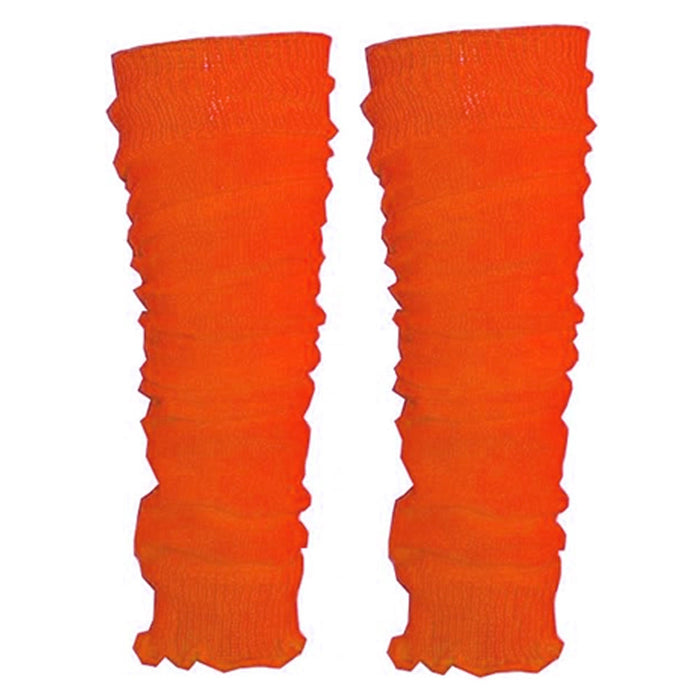 1 Pair Women's Knit Leg Warmers 80s Dance Yoga Long Socks Costume Neon Orange