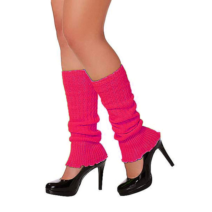 1 Pair Women's 80s Knit Leg Warmers Dance Yoga Long Socks Party Sport Neon Pink