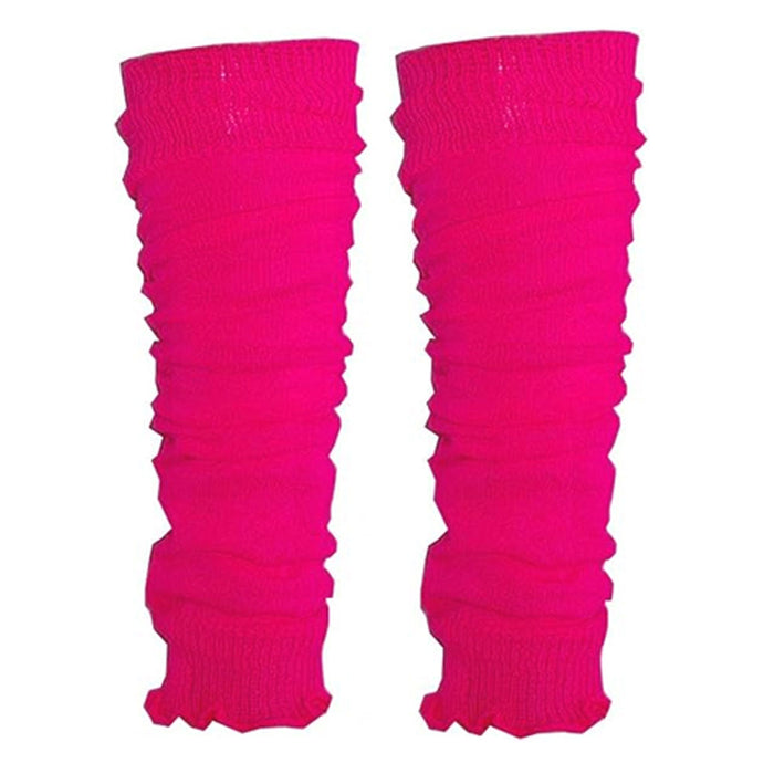 1 Pair Women's 80s Knit Leg Warmers Dance Yoga Long Socks Party Sport Neon Pink