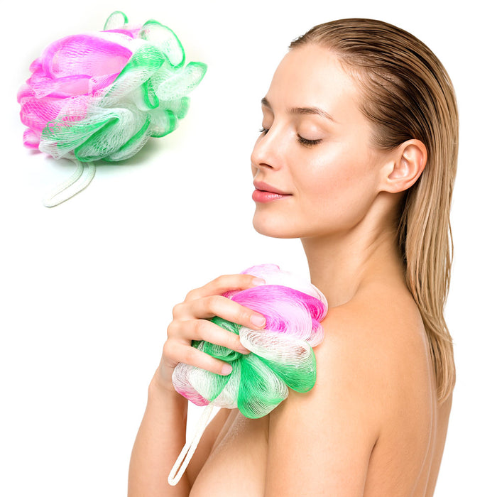 8 Bath Shower Puff Sponges Loofah Mesh Ball Exfoliating Body Brush Scrubber Wash