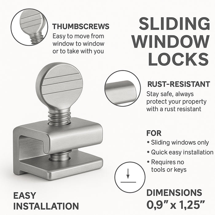 16 Pc Heavy Duty Sliding Window Locks Easy Thumbscrews High Security Home Lock