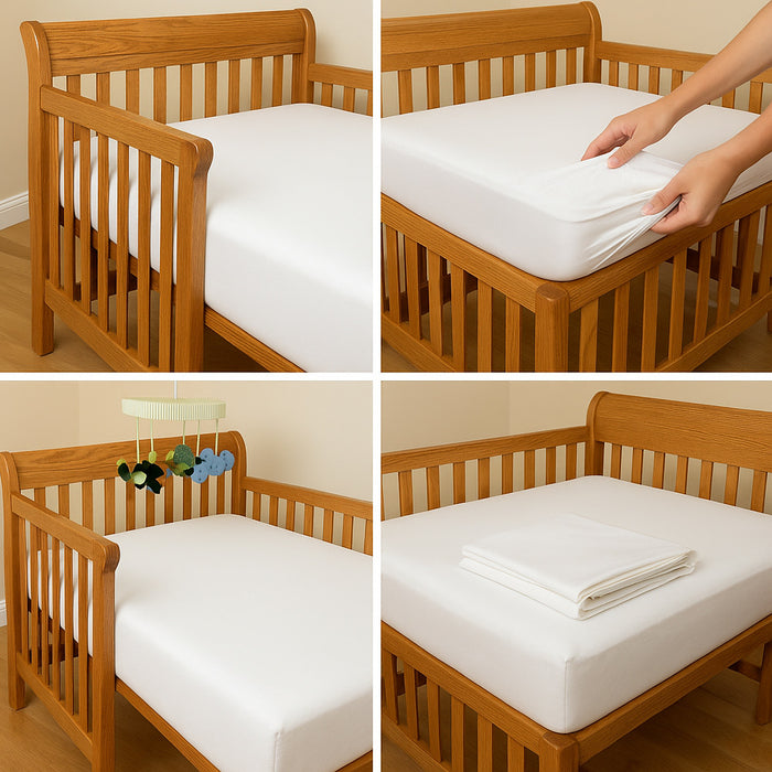 Crib Size Zippered Mattress Cover Vinyl Toddler Bed Allergy Dust Bug Protector !