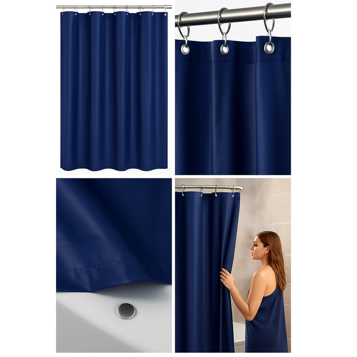 2 Pack Navy Blue Shower Curtain Liners Magnetic 70x72 Waterproof Vinyl Grommets