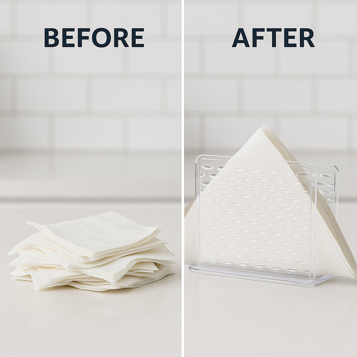 2 PC Napkin Holder Crystal Clear Plastic Paper Tissue Dispenser Stand Tabletop