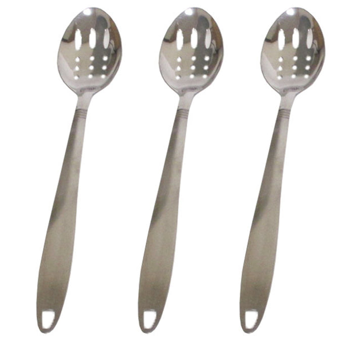 3 Pc Stainless Steel Slotted Serving Spoons Event Cooking Party Utensil Kitchen
