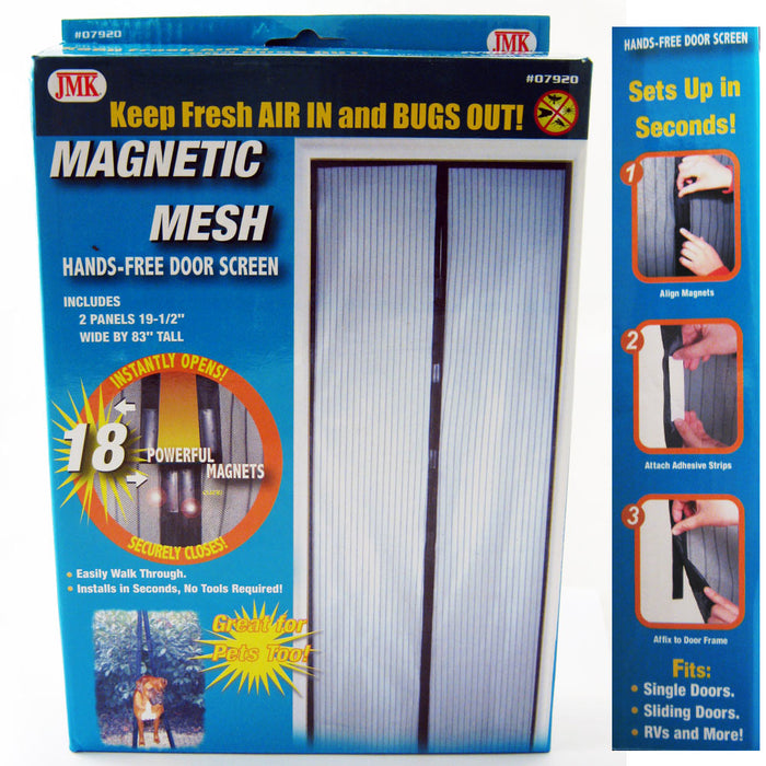 Magnetic Screen Door Self Closing Pet Friendly Keeps Bugs Out Fits Doors 36"x84"