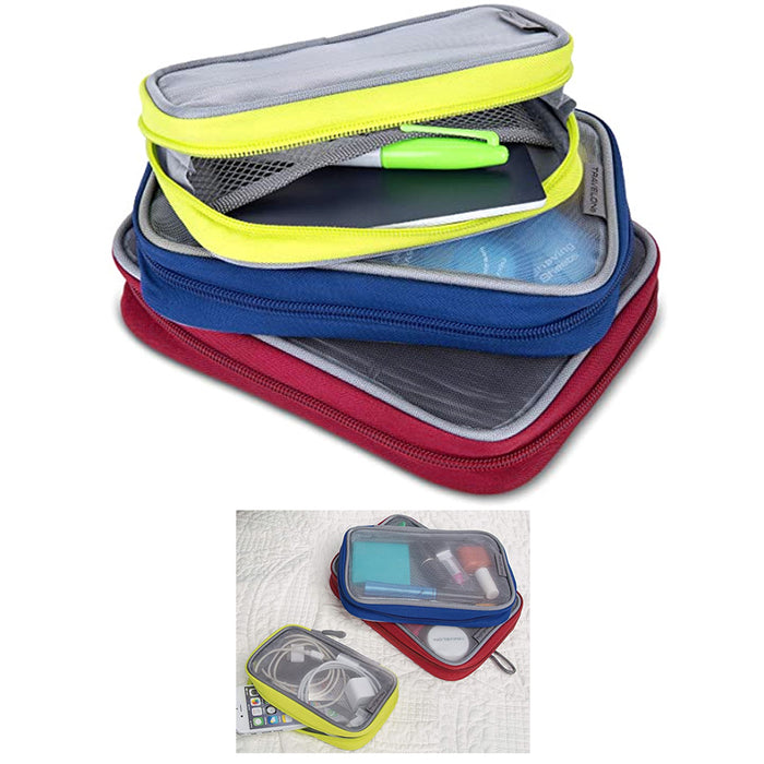 Travelon 3 Packing Squares Makeup Pouch Bag Mini Case Purse Cosmetic Grey Small