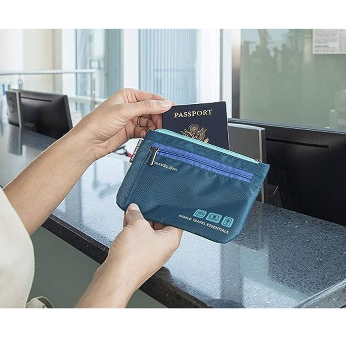2 Travelon Currency Passport Pouch Zippered Card Holder Clutch Wallet Organizer