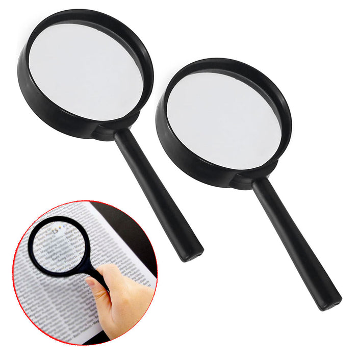 2 Pc Handheld Magnifying Glass Reading Magnify 2x Magnifier Lens Inspect Jewelry
