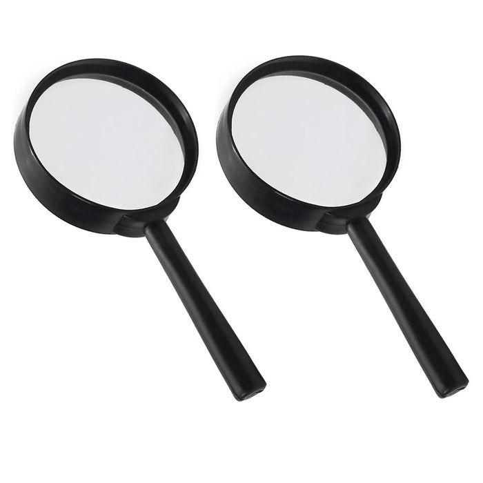 2 Pc Handheld Magnifying Glass Reading Magnify 2x Magnifier Lens Inspect Jewelry