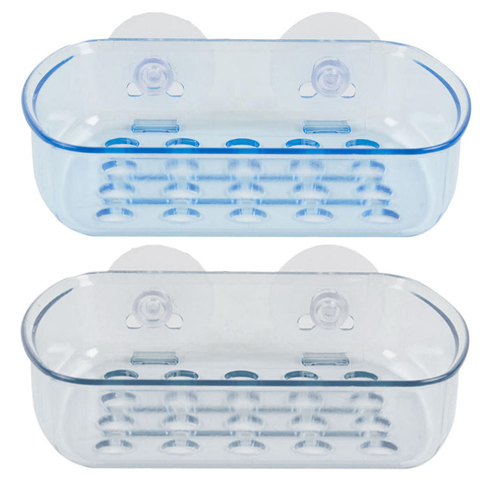 1 Pc Suction Cup Soap Dish Draining Holder Bar Saver Tray Bathroom Shower Rack