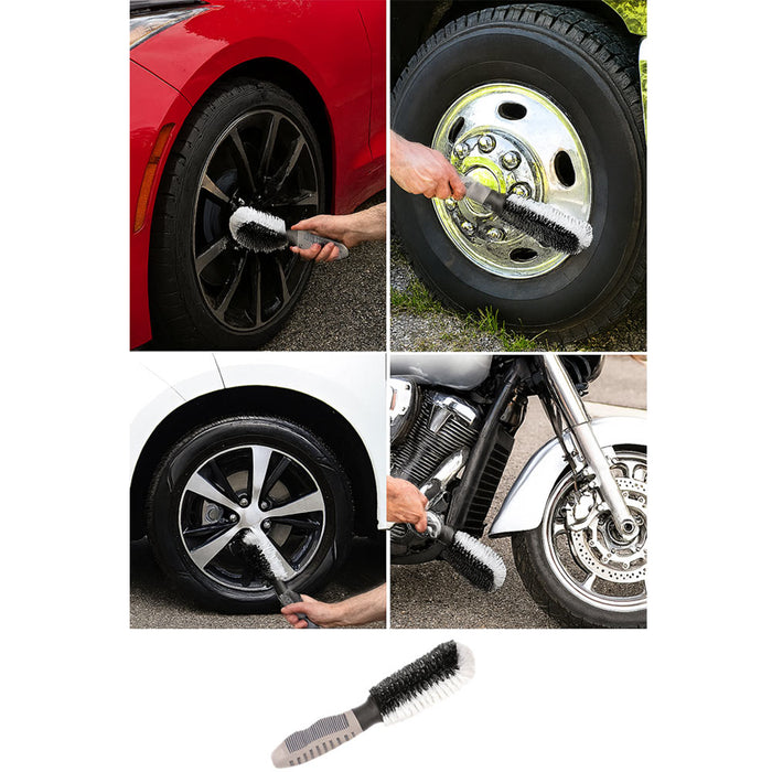 2 PC Car Wheel Tire Rim Scrub Brush Washing Cleaner Vehicle Cleaning Tool Auto