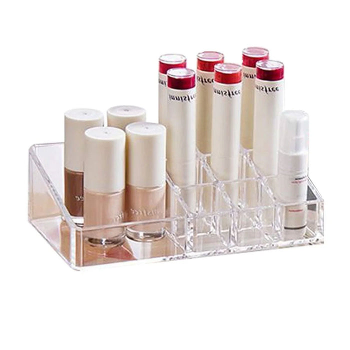 2 Clear Acrylic 10 Compartment Nail Polish Holder Organizer Makeup Oils Storage